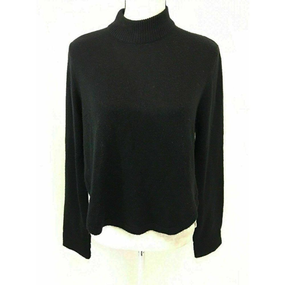 Renamed WomensΒ Black White LongβSleeveβTurtleneckβSweaterβTopβLarge
